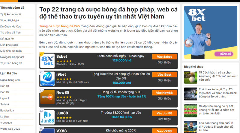 Trang cá cược bóng đá 245 – Ưu điểm web review nhà cái đánh banh uy tín