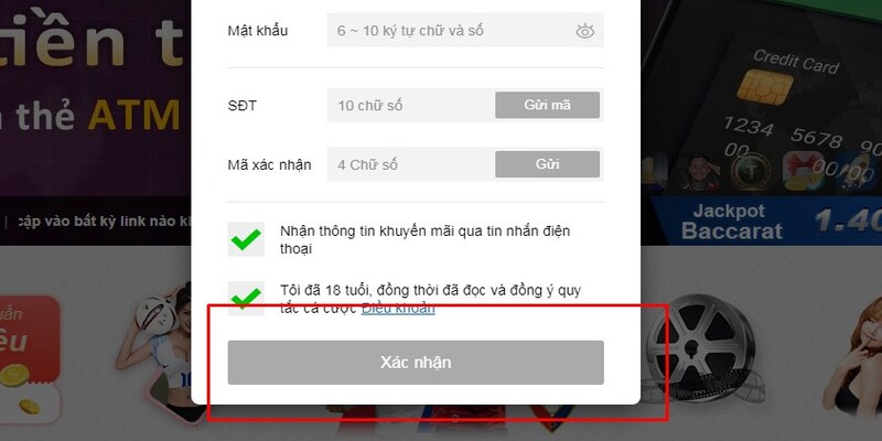 Hoàn tất yêu cầu đăng ký bằng cách nhấn xác nhận