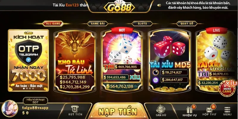 Giới thiệu tựa game tài xỉu GO88